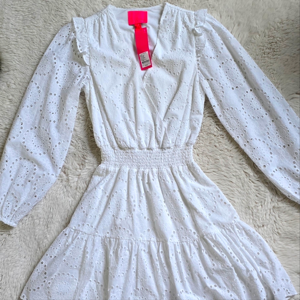 Lilly Pulitzer women eyelets dress long sleeves